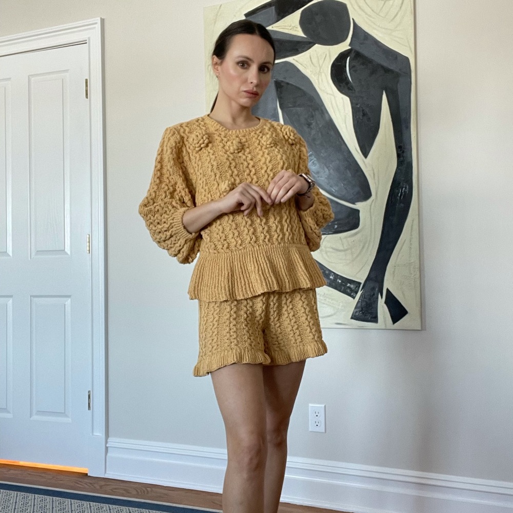 Zara mustard two piece sweater set size S